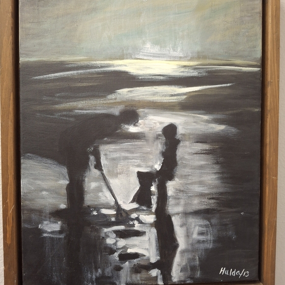 Twilight Coast Impressionistic Painting on Canvas Framed 18" wide x 22"tall - Picture 2 of 10